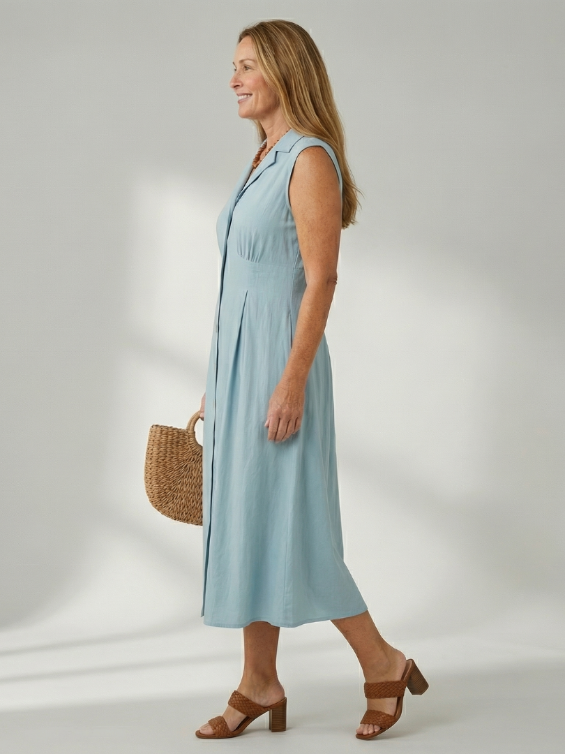 Women's Stack Button Midi Dress – Effortless Style