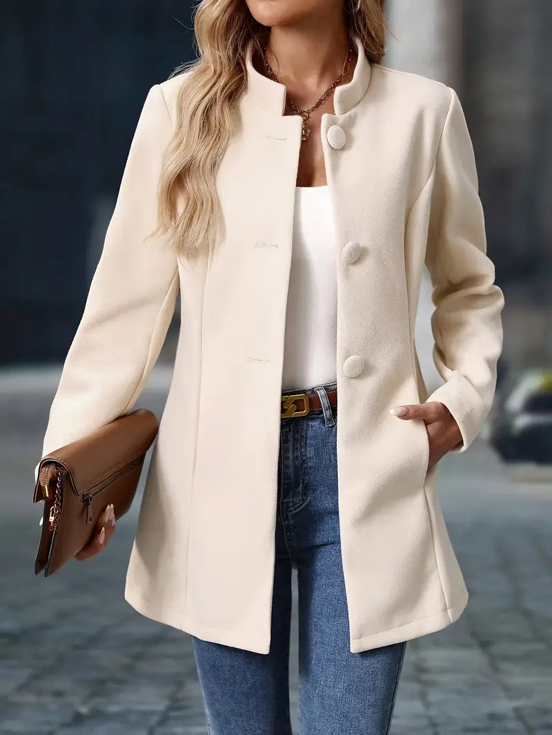 Women's Longline Blazer with Open Front and Shoulder Pads, view 9 - Elena Harper