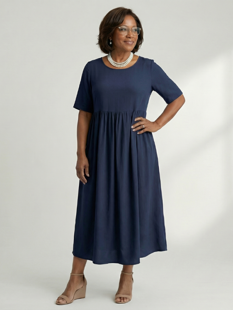 Ciren Simple Gather Midi Dress - Elena Harper
