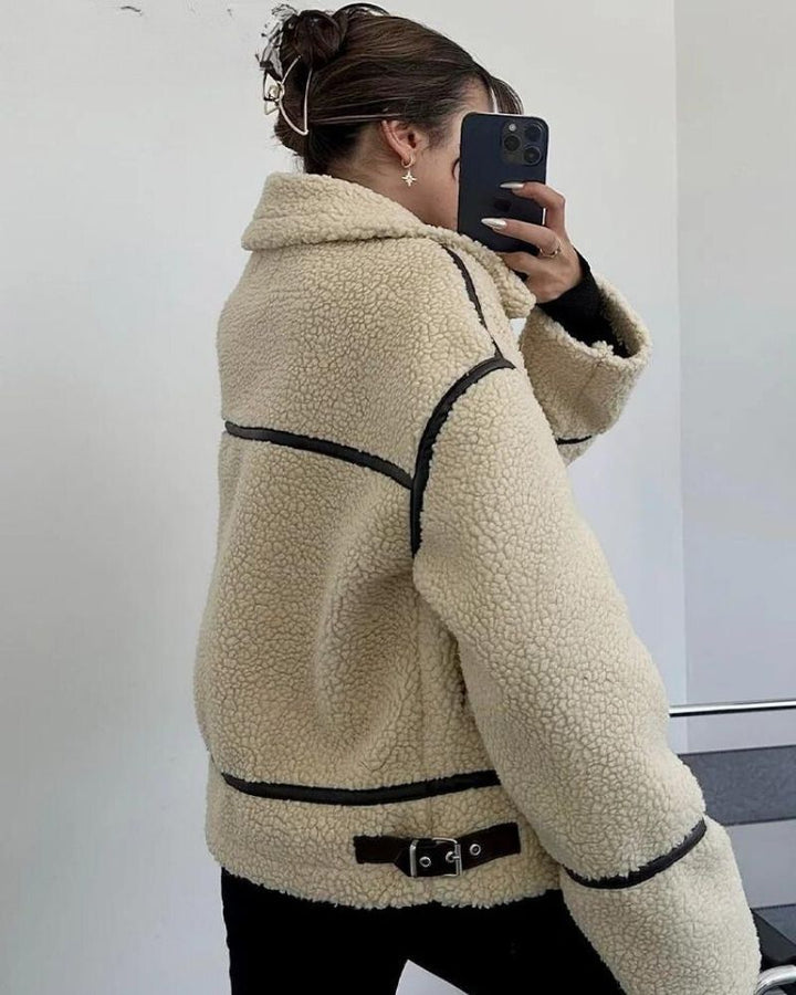 Ladies Teddy Fleece Vest with Zipper and Oversized Fit