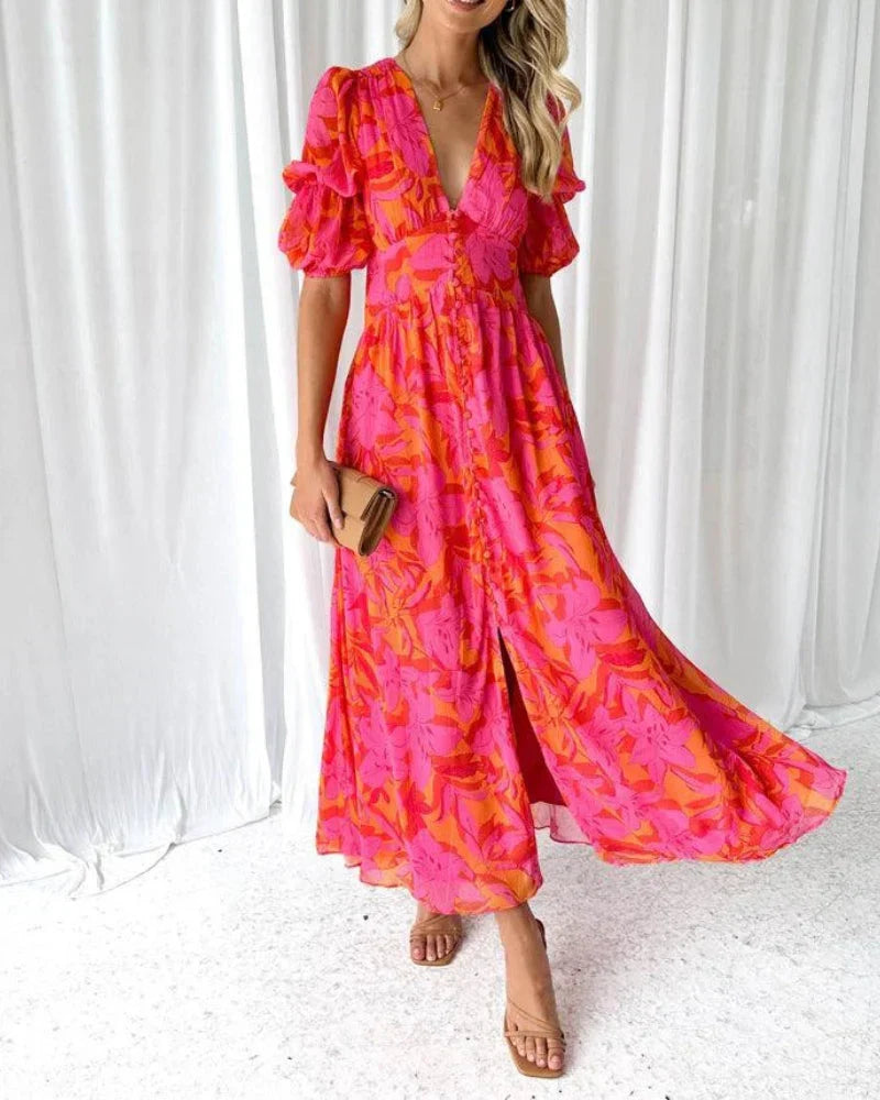 Derana Rot Pink Maxi Dress - Elena Harper