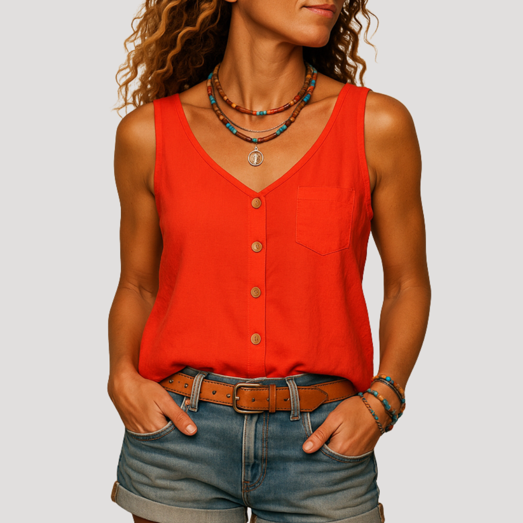 Women's Sleeveless Button Top