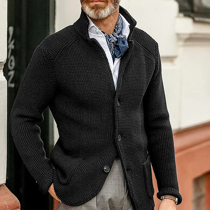 Kian Elegant Ribbed Knit Cardigan, view 7 - Elena Harper