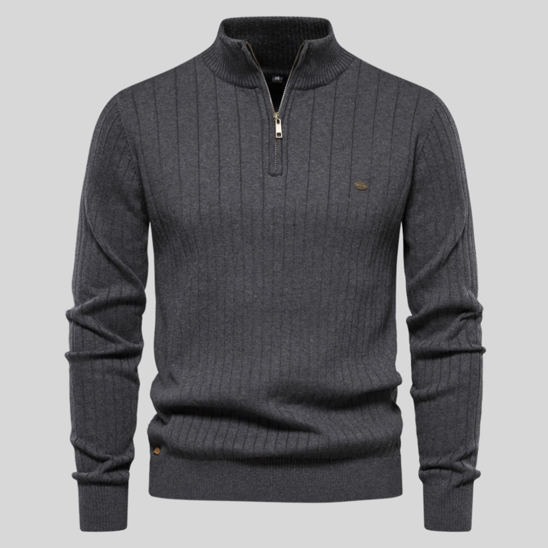 Men's Quarter Zip Long Sleeve Sweater for Effortless Style, view 7 - Elena Harper