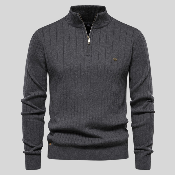 Men's Quarter Zip Long Sleeve Sweater for Effortless Style, view 7 - Elena Harper