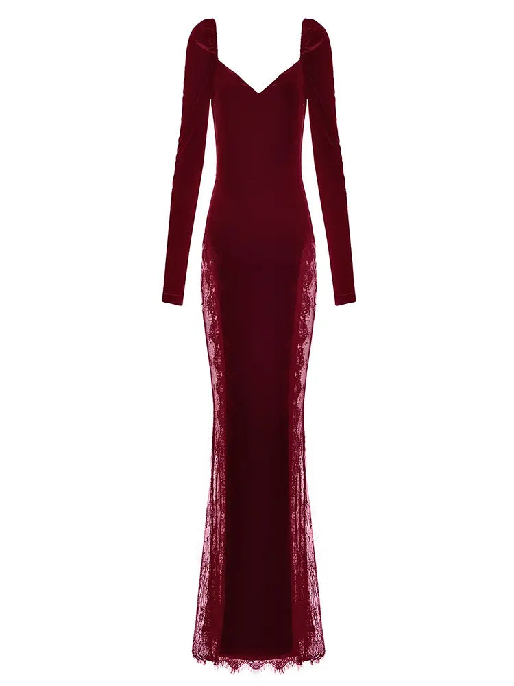 Elegant Lace Long Evening Dress