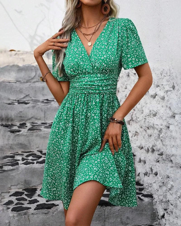 Dress Casual Short Sleeves, V-neck Perfect for Summer Evenings, view 7 - Elena Harper