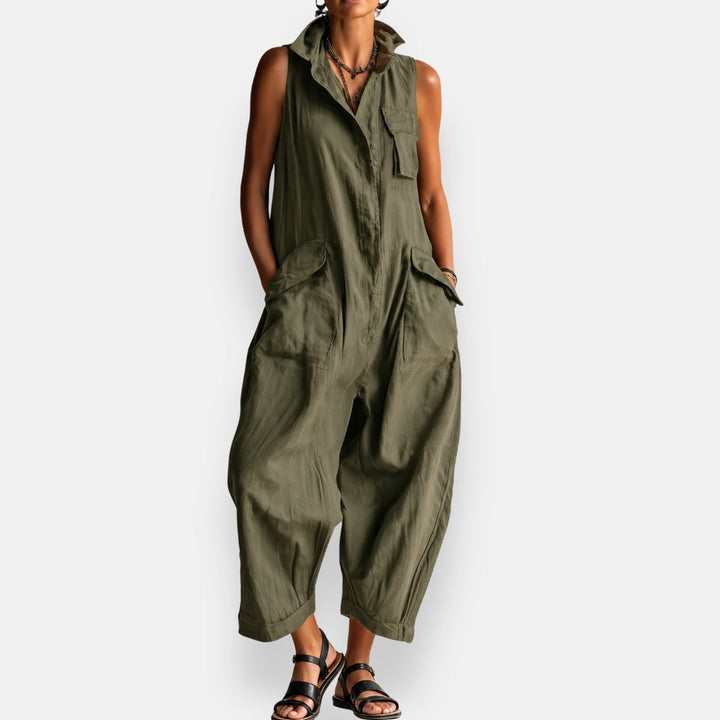 SLEEVELESS CARGO JUMPSUIT FOR WOMEN