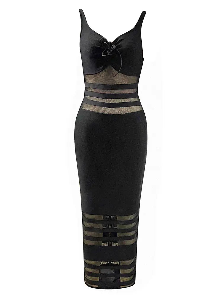 Retro Mesh Strapless Bandage Dress