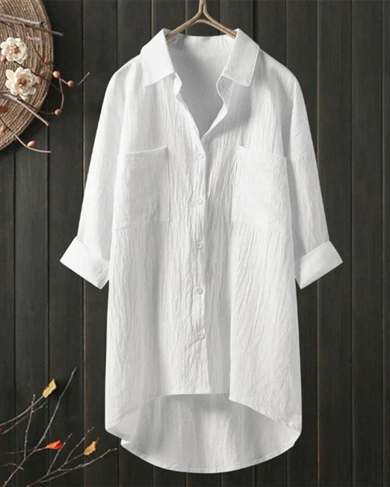 Angelina™ - Solid Color Long Sleeve Blouse