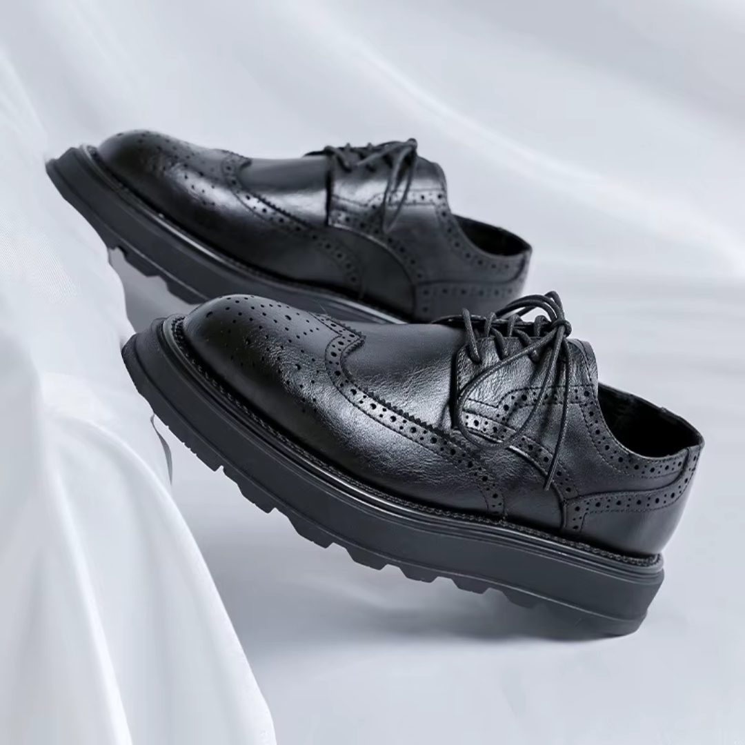 Alessio Classic Derby Shoes with Refined Leather Finish for Men - Elena Harper