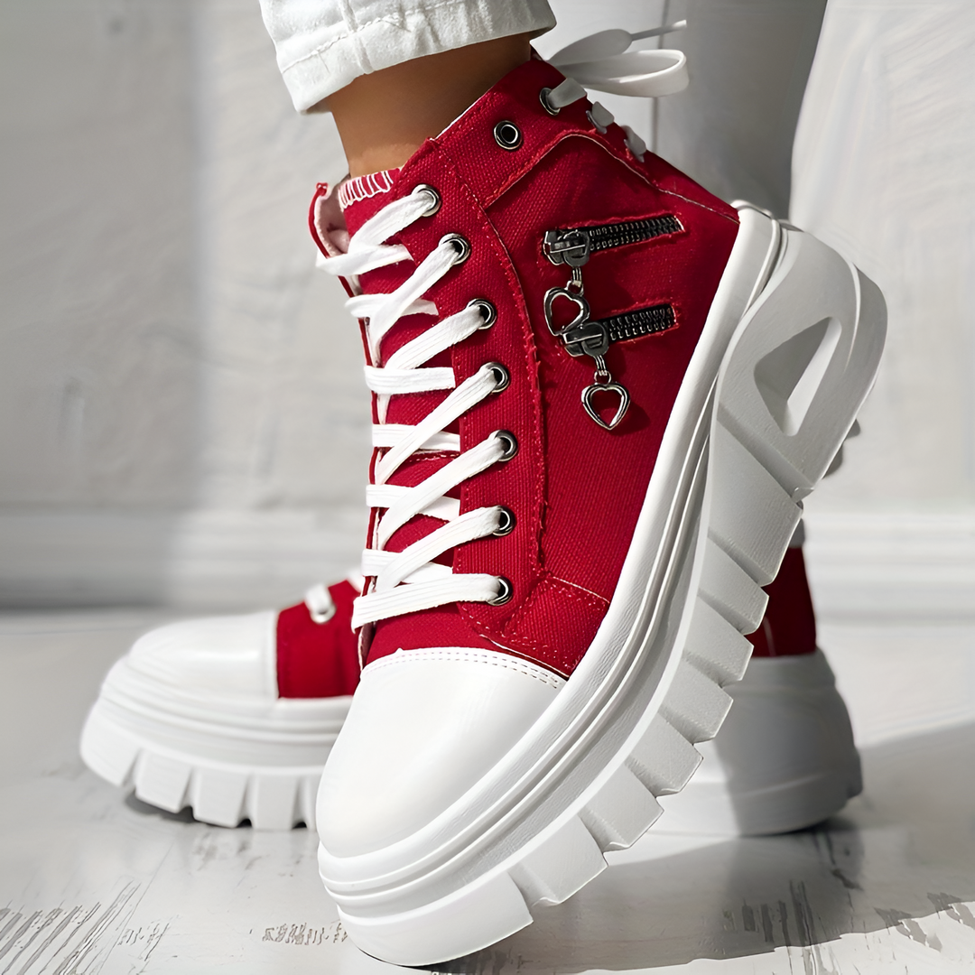 Elin™ | Comfortable High Sneakers with Denim