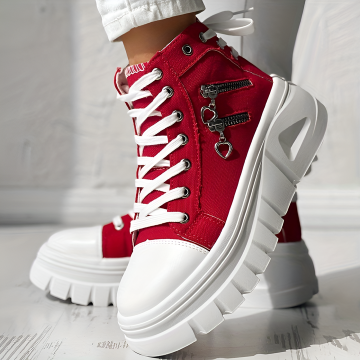 Elin™ | Comfortable High Sneakers with Denim