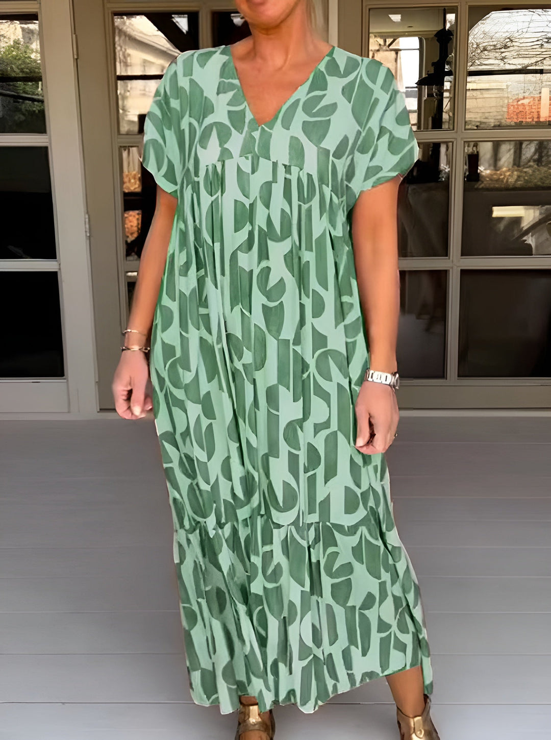 Colette Fluid Dress with V-Neck - Elena Harper
