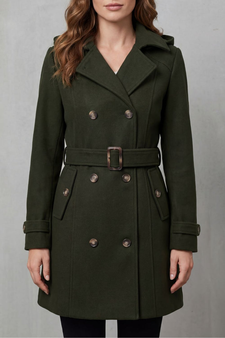 Women's Hooded Trench Coat, Custom Tailored Fit Kaia, view 7 - Elena Harper