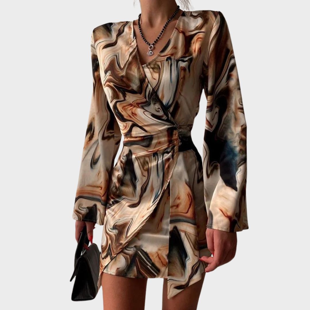 Bianca - Dress with Abstract Marble Print