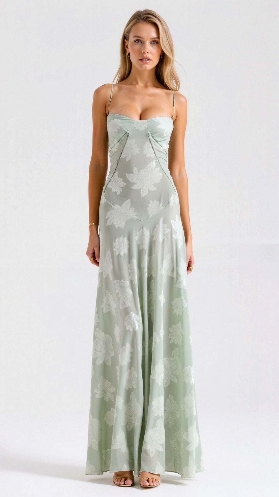 Pavia | Maxi wedding dress with thin straps and flowing design for women