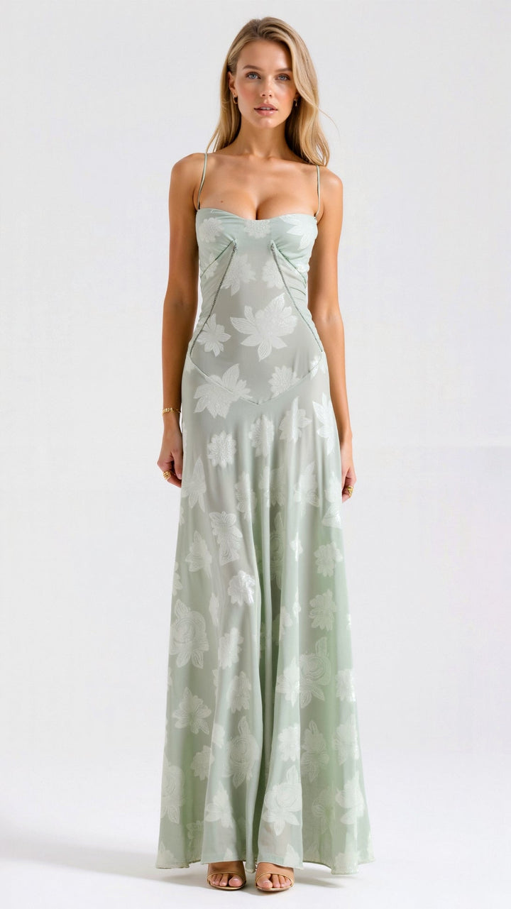 Pavia | Maxi wedding dress with thin straps and flowing design for women