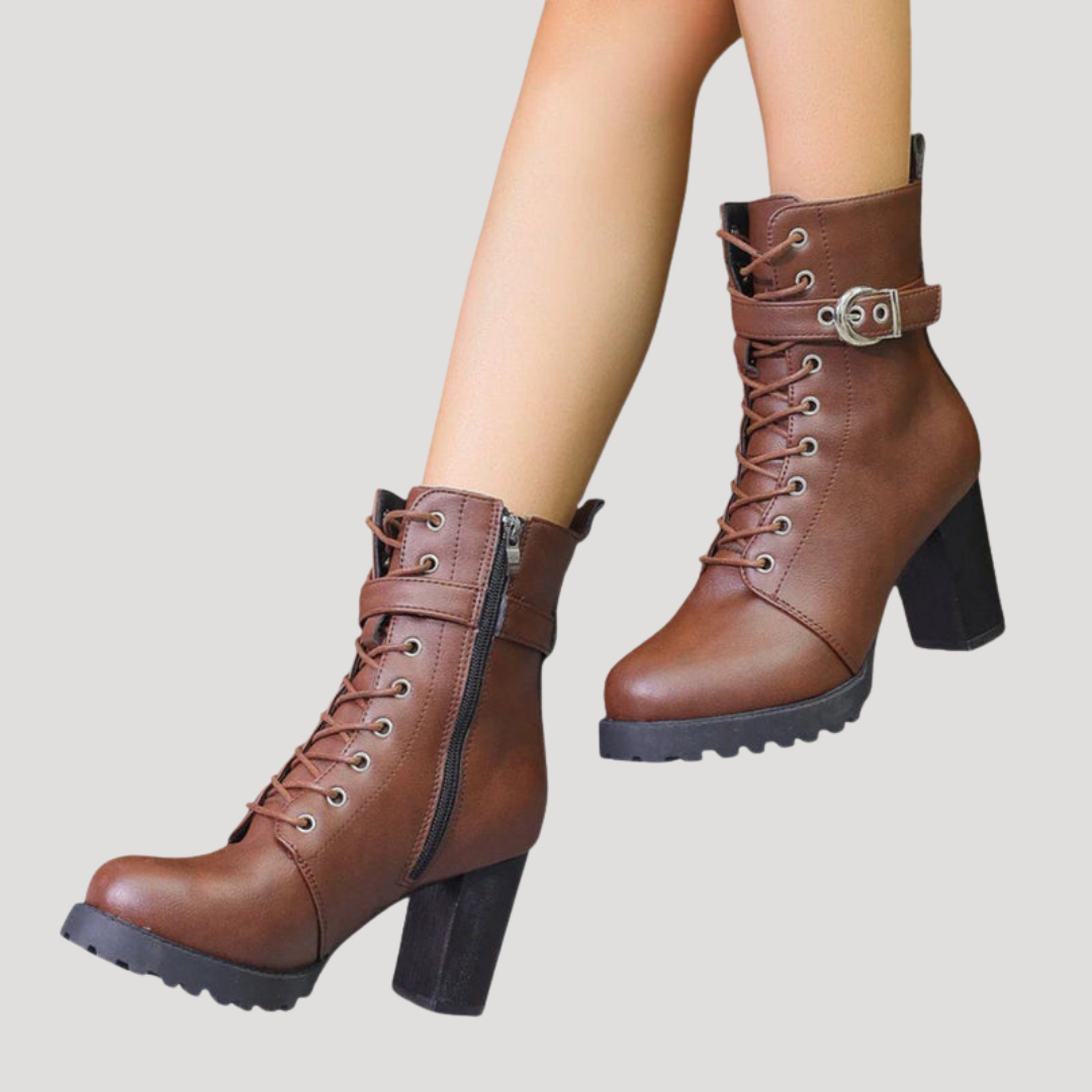 Women's Block Heel Lace-Up Ankle Boots