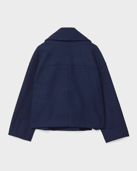 Short Women's Wool Cross Coat - Minimalist and Elegant