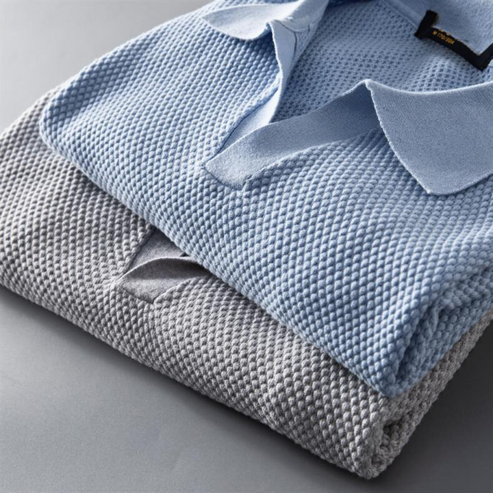 Cove Casual Knit Polo Shirt, view 7 - Elena Harper