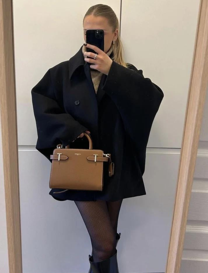 Oversized Button Coat for Women – Elegant Short Jacket
