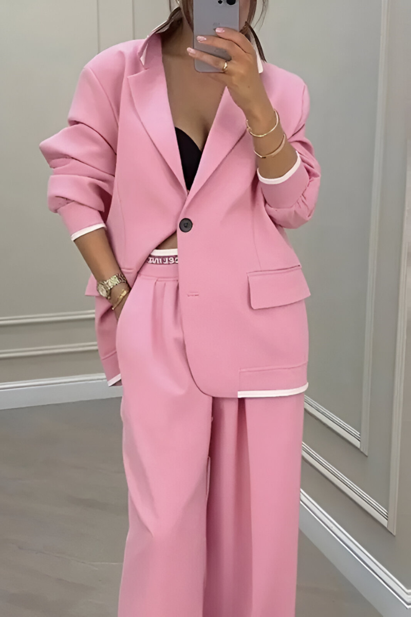 Esra Stylish Relaxed Blazer Set, view 7 - Elena Harper