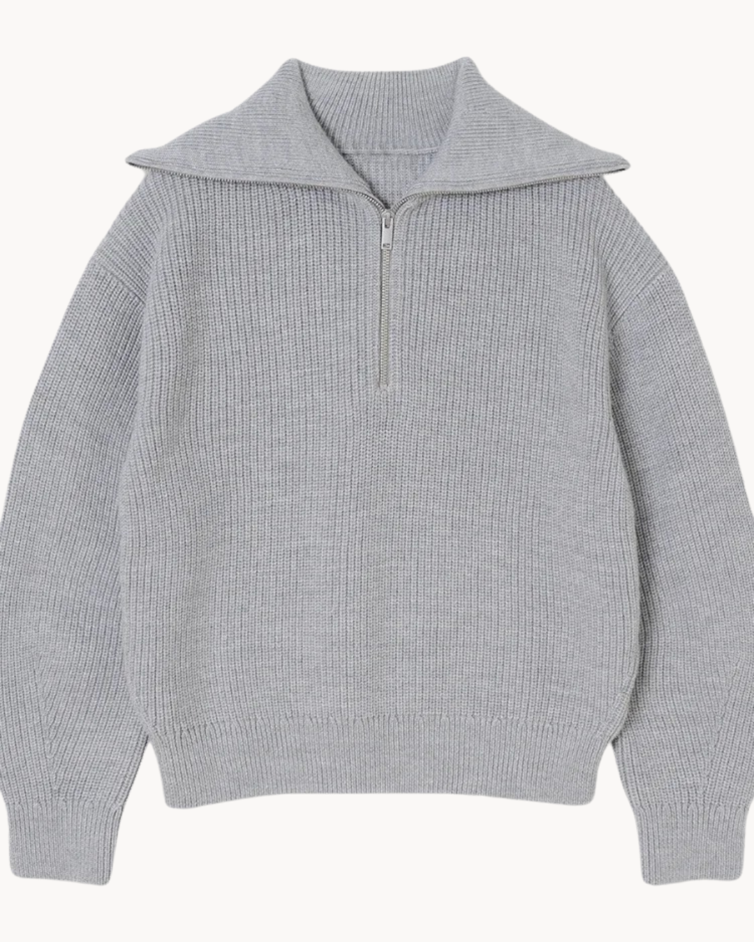 Sylvie Striped Half Zip Sweater, view 3 - Elena Harper