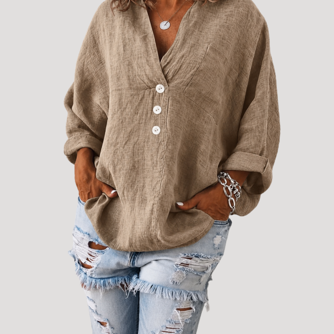 Fluid Women's Blouse with Button Detail