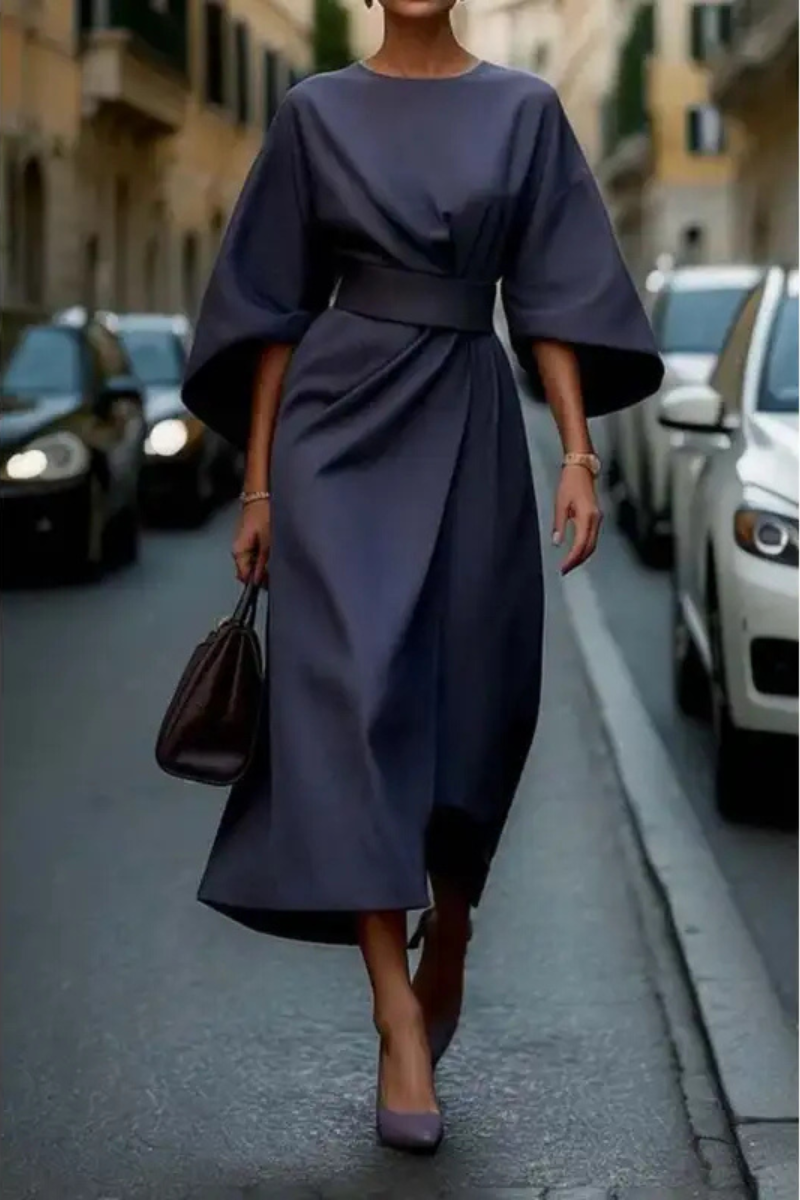 Mira™ | Elegant Midi Dress with Belt
