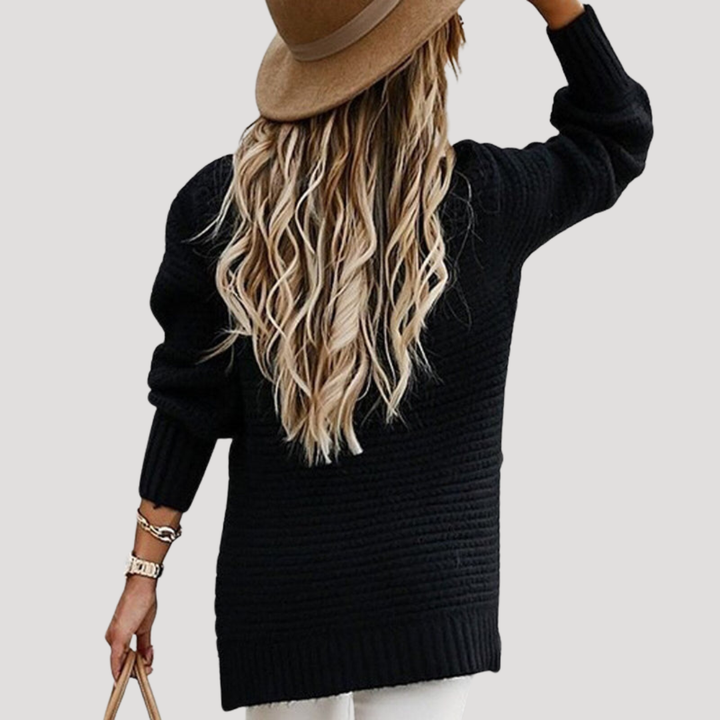Women's Loose Knit Sweater with High Collar
