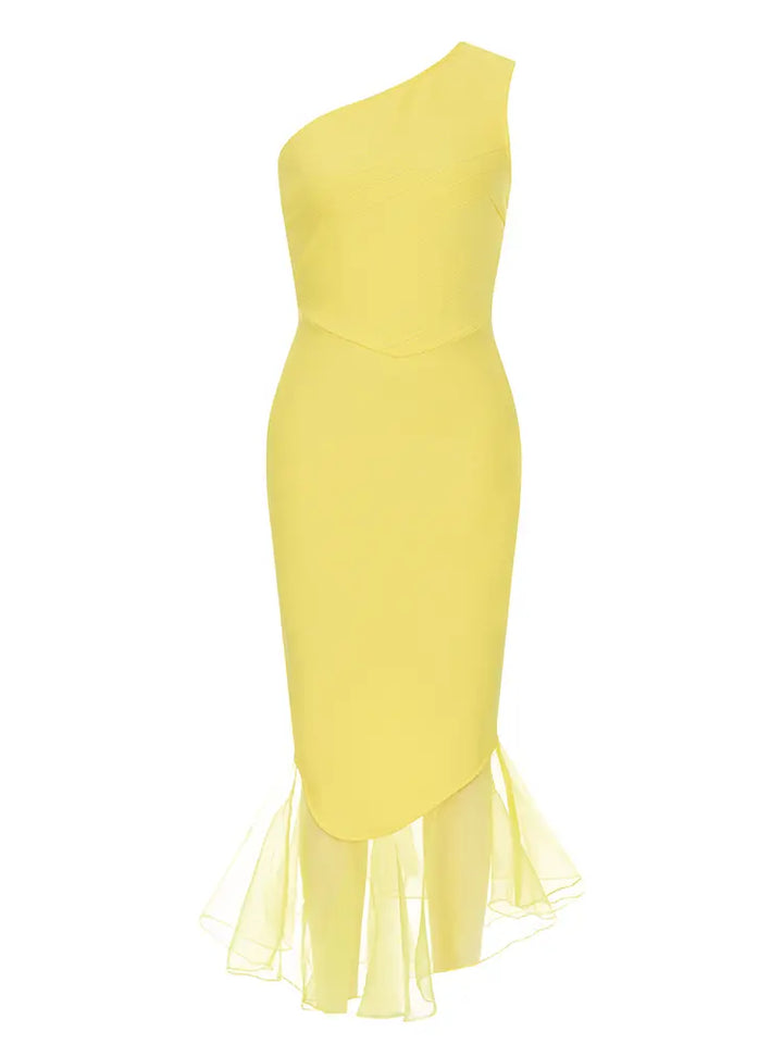 One-Shoulder Mesh Dress, view 5 - Elena Harper
