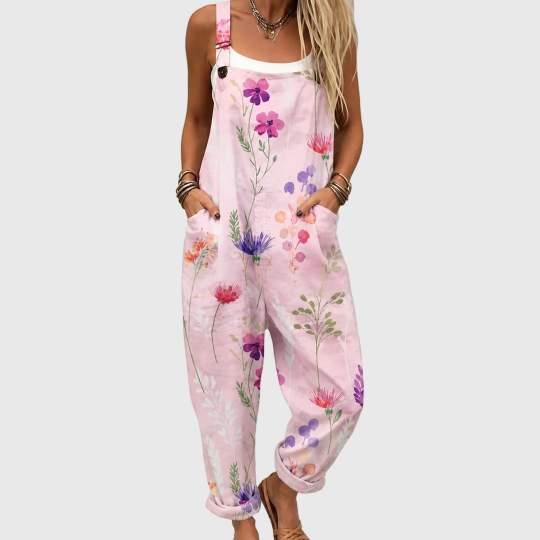 Women's Floral Pink Overalls - Comfortable & Stylish Jumpsuit