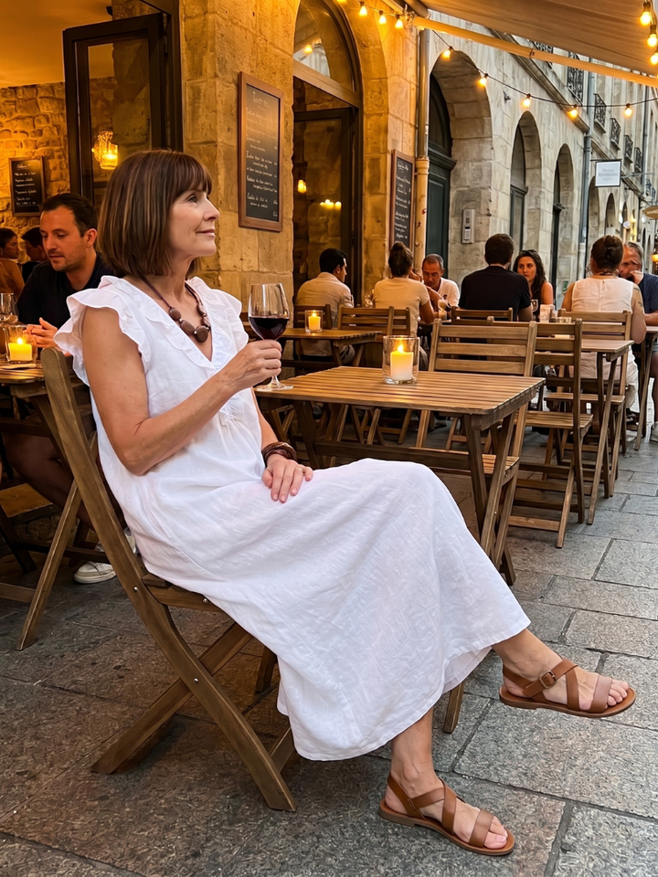 Women's Sleeveless Ruffle Trim Midi Dress - Flowing & Comfortable