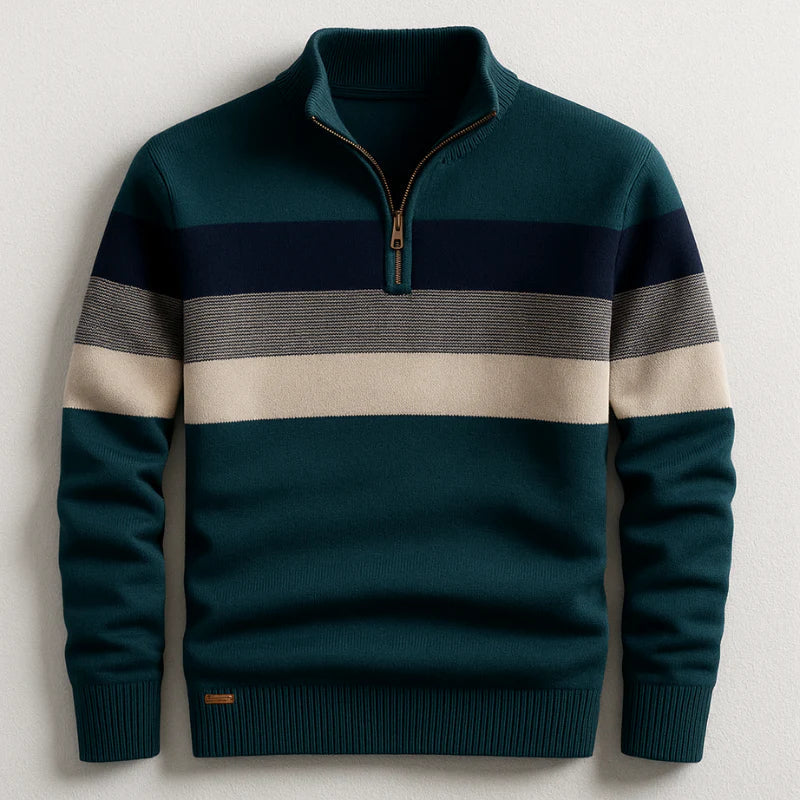 Elston Midweight Cotton Quarter Zip Sweater with Clean Lines for Men - Elena Harper