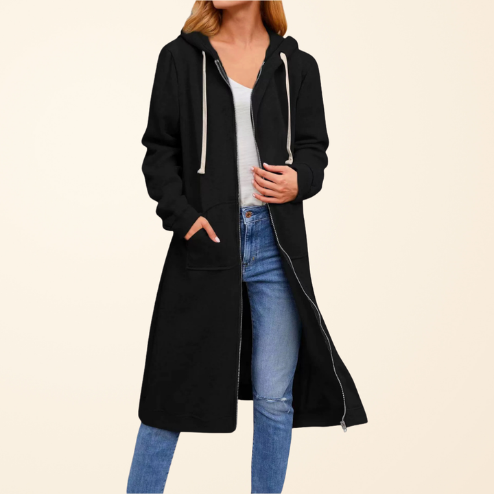 Sophie - Elegant Maxi Zip-Up Hoodie Cardigan