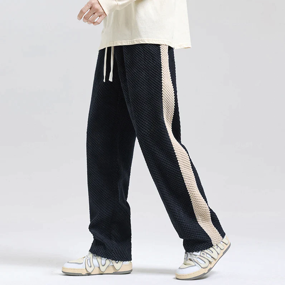 Men's Waffle Knit Joggers with Side Stripe Drawstring