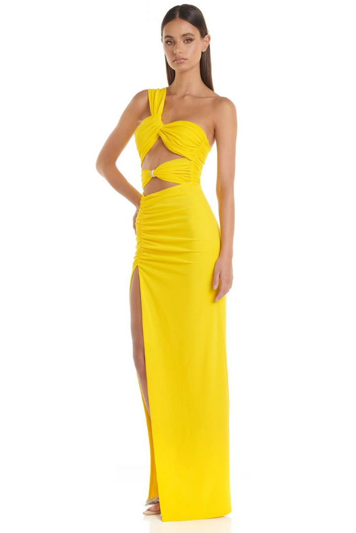 Zikora Maxi dress with cut-outs and one-shoulder slit, view 3 - Elena Harper