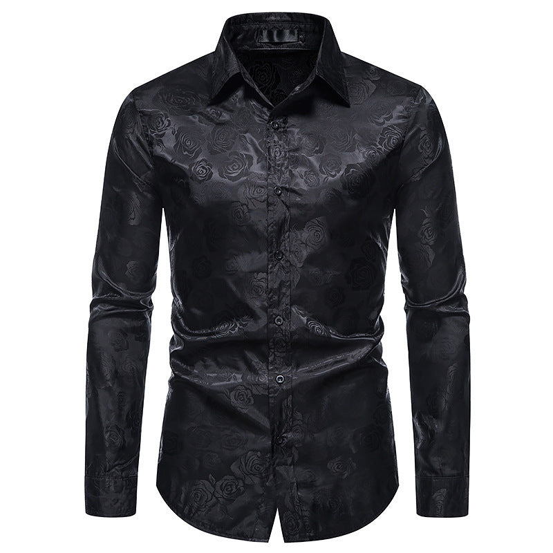 Shiny Shirt with Rose Pattern for Men