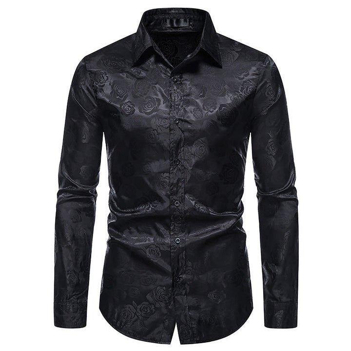 Shiny Shirt with Rose Pattern for Men