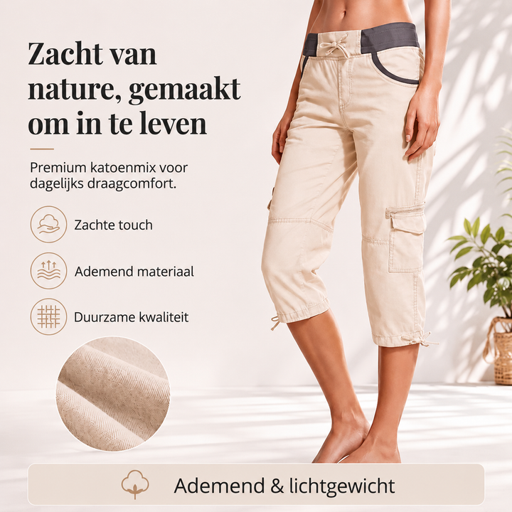 Els High-Waisted Cargo Capri Pants, view 3 - Elena Harper