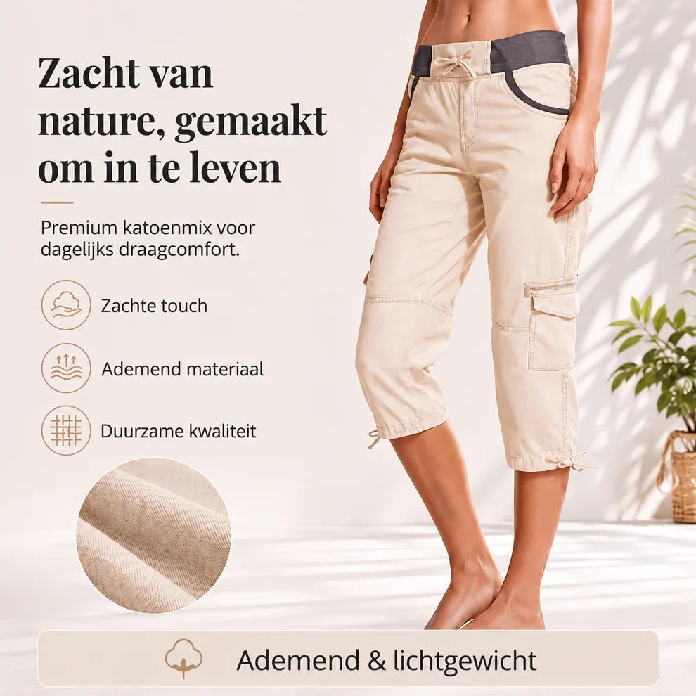Elise™ | High-Waist Cargo Capri Pants with Pockets