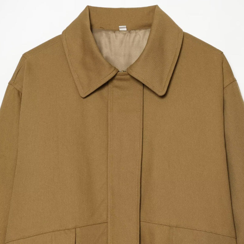 Women's Cotton Jacket with Lapels and Large Pockets - Chic and Versatile