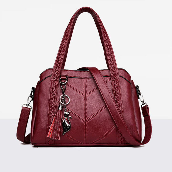 Grace Leather Handbag, view 3 - Elena Harper