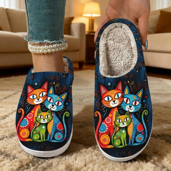 Quincy Slippers with Cat Pattern and Plush Lining, view 5 - Elena Harper