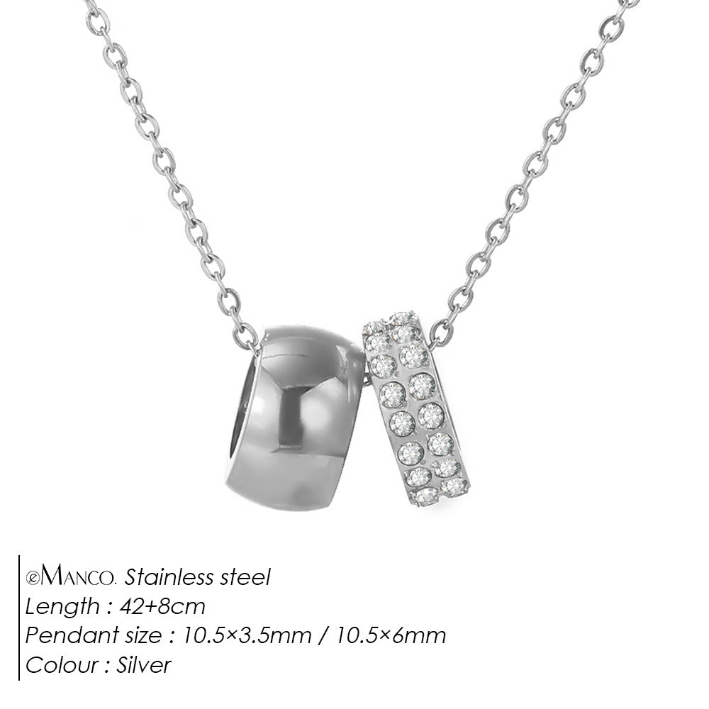 Duo Ring Necklace with Double Circle Pendant, view 7 - Elena Harper