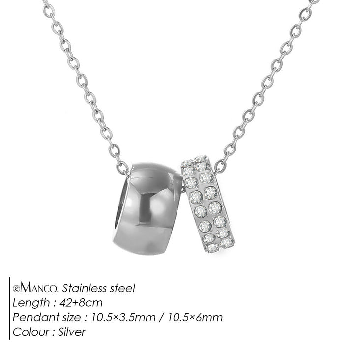 Duo Ring Necklace with Double Circle Pendant, view 7 - Elena Harper