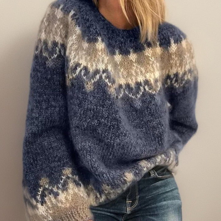 Lara | Elegant Women's Jacquard Knit Sweater with Nordic Icelandic Pattern
