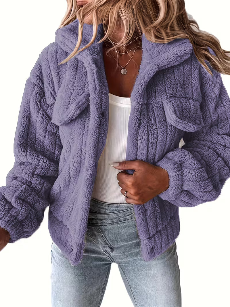 Libila Faux Fur Jacket with Pockets - Elena Harper