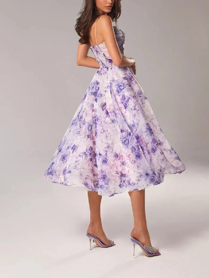 Emilia-Elegant Printed Strapless Dress - Elena Harper